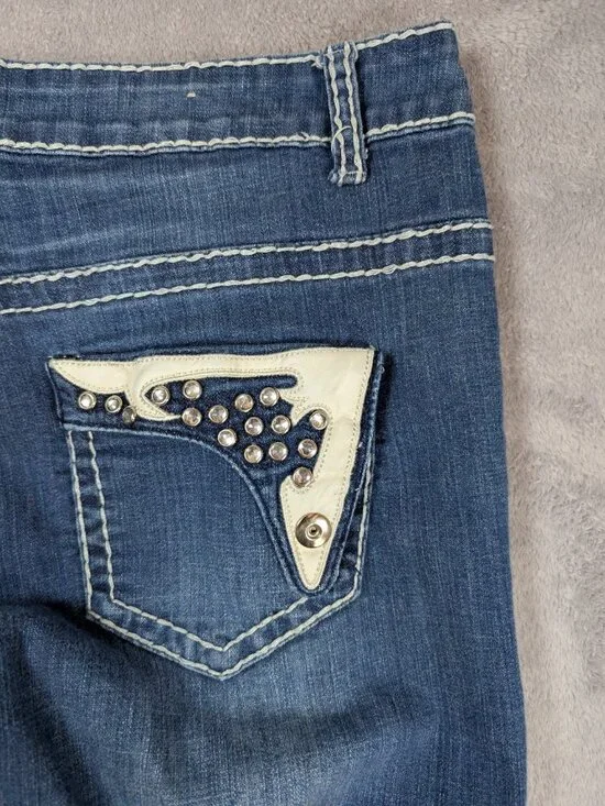 Liuces Jeans Womens Size 16 Slim Fit Laced Rhinestones Low Rise Western Cowgirl - Picture 9 of 10